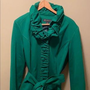 INC green ruffle jacket